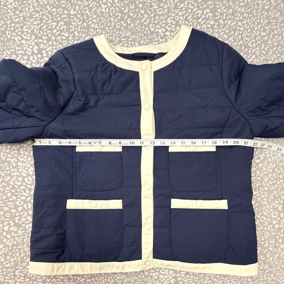 NWT Talbots Women's Navy and Ivory Quilted Jacket - Size Large - Picture 4 of 6
